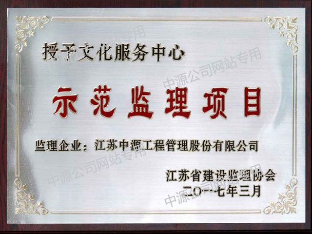 示范监理项目奖牌